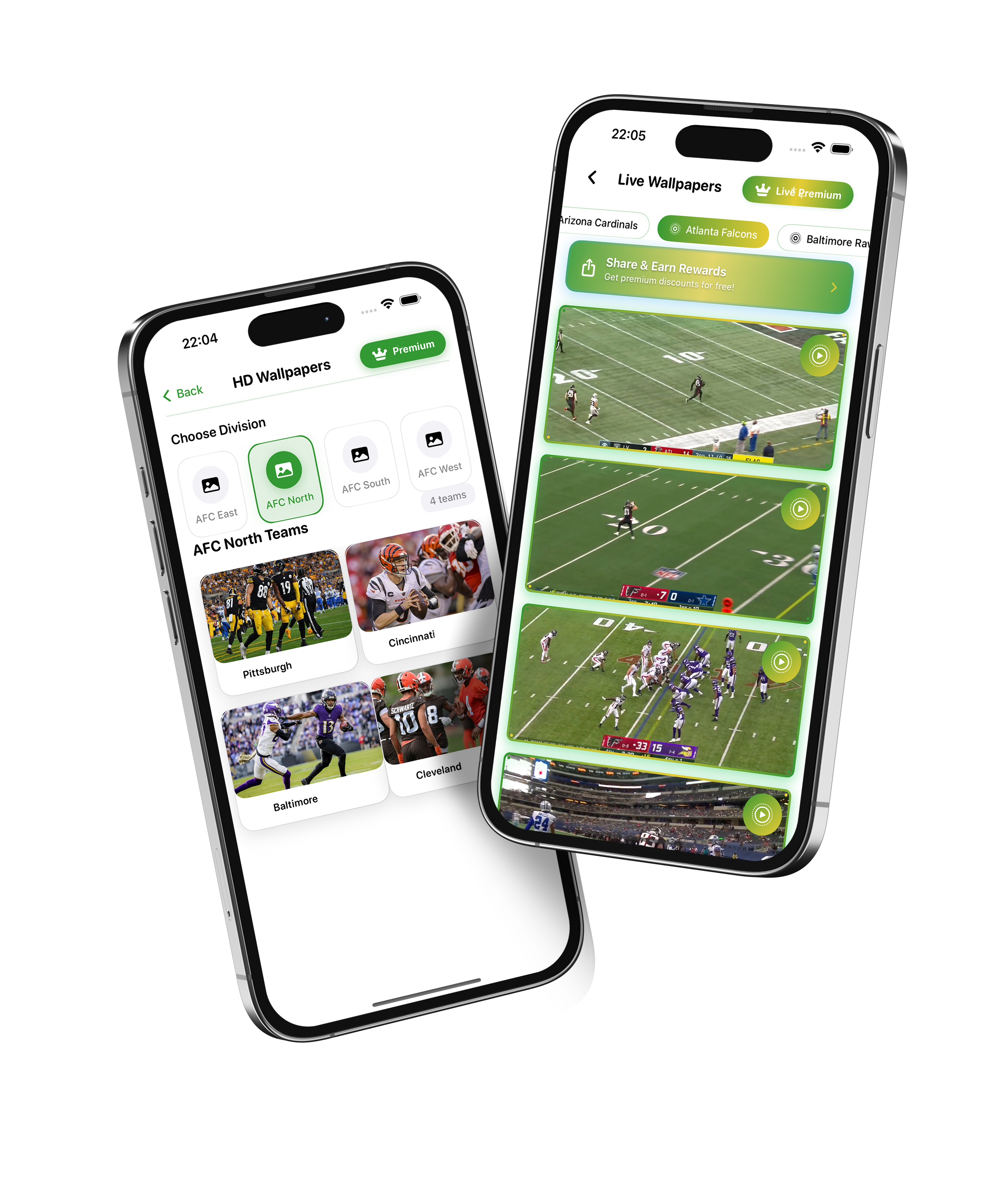 App screenshot showing Apple Watch faces and sports highlights